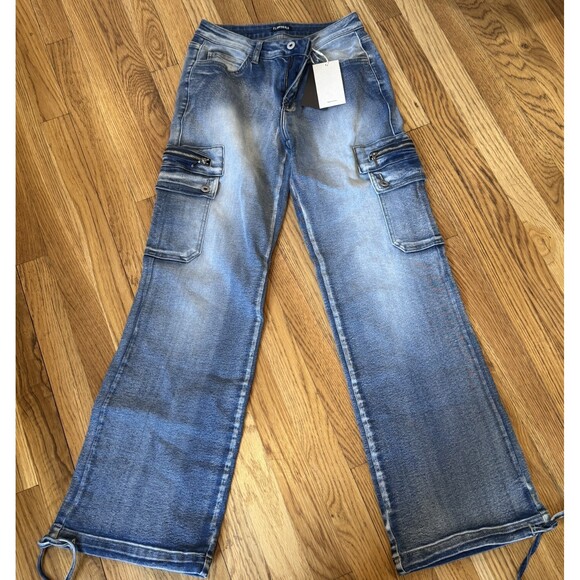 Flamingals Denim - Nwt Womens Flamingals Cargo Drawstring Jeans Ladies Small